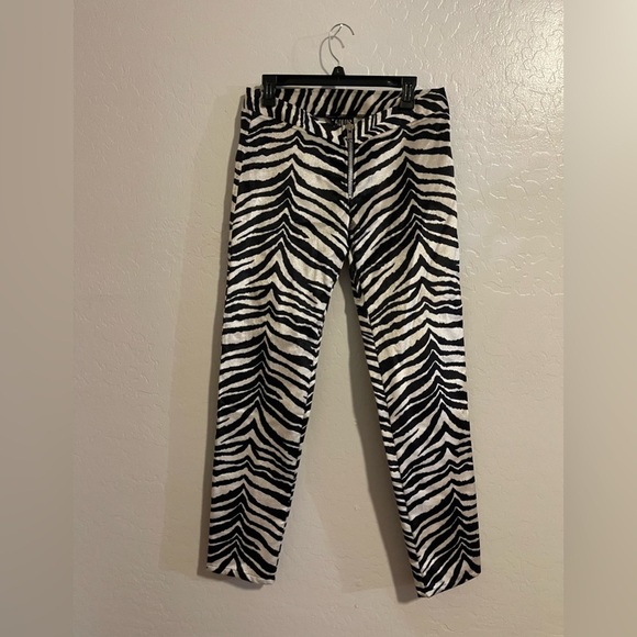 Y2K Serious Velvet Zebra Pants Size 32 - Picture 1 of 4